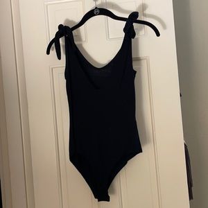 Black V-neck bodysuit